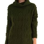 NWT Gretchen Scott Knot Enough Chunky Cable Knit Sweater Olive Green Women’s XS Photo 0