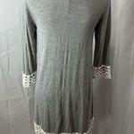 Alya  gray t shirt dress crochet trim small Photo 3