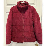 Old Navy  Women's Oversize Puffer Wine Corduroy Padded Jacket Pockets Zip Large‎ Photo 1