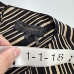 Donna Karan Dress Womens Large Black Tan Striped Asymmetrical Hem Elegant Photo 3