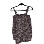 Lane Bryant  black‎ floral sleeveless blouse with smocking 10/12 Photo 1