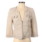 White House | Black Market Linen Blend Tan Full Zip Rose Gold Jacket Size 0 WHBM Photo 2