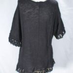 Attention NWT Black Knit Top with Crochet Trim Corporate Goth Photo 3