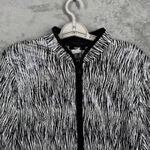 MSK Jacket XL Silver Zebra Sparkle Shimmer Metallic Animal Print Zip Clubwear Black Photo 4