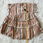 New Lulus double V neck tie back cover up dress dusty orange/blue/white size XS Orange Photo 6