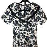 Hell Bunny  Honor 50s Style Dress Black Rose V-Neck Collared Size Small Photo 2