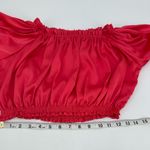 SHUG Crop Top DORIS Blouse Womens L Satin Ruffle Watermelon Pink Silky NEW Size L Photo 8