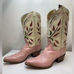 Justin Boots Justin Vintage Pink Floral Inlay Cowboy Western Boots 7.5 Photo 2