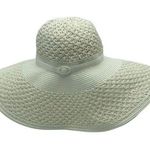 Nine West Big Floppy Sun Hat Ivory Cream Woven Summer Packable Women's One Size Photo 0