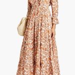 Maje  Rufina Orange Cotton Ruffled Paisley Maxi Dress Photo 5