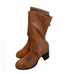 Free People  Elle Block Heel Boots Tan Cognac Leather Sz 40 Photo 3