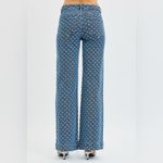 RISEN High Rise Wide Leg Bow Embroidered Jeans Blue Size 0 Photo 2