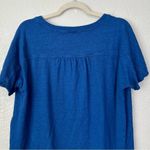 Chico's Chico’s 100% Linen Blue Stretch Henley Short Sleeves Tee, Sz Large Photo 5