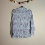J. Jill Love Linen Essential Button Down Shirt with Blue, Purple Paisley Design Blue Size XS Photo 5