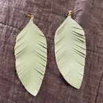 Leather Craft Feather Earrings Blue Photo 0