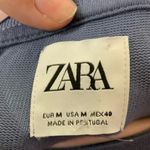 ZARA blue top womens Medium crew neck lux tight knit short sleeve t-shirt Photo 2