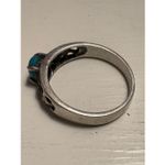 Genuine Turquoise Sterling Silver Ring (W.H. 925) – Filigree Scroll Band – Size Photo 9