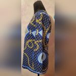 J. McLaughlin  Elegant Chain Print Women's Top - Blue and Gold Photo 2