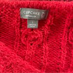 Cupcake Clothing Co. Solid Red Cable Knit V-Neck Cropped Sweater Photo 2
