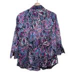 Ralph Lauren Lauren Womens Button Up Shirt 1X Paisley Floral Blue Pink Artsy Photo 1