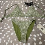 Blackbough New  Swim Bikini Set Jacquard sage triangle top Kate Classic Cheeky Photo 1
