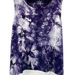 NEW Suzzi Womens S Tank Top Bohemian Tie Dye Purple White Fringe Summer Photo 0