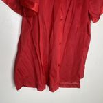 Kelly Reed Nylon Vintage Pajama Lounge Top Blouse Red Embroidered Large Photo 2