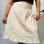 Merona Women Vintage Cream Embroidered A-Line Smocked Skirt Size 6 100% Cotton Photo 0