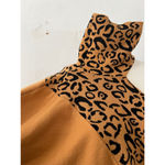 Leopard print turtleneck sweater pullover with side cutout cold shoulder large Brown Photo 2