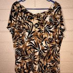Claudia Richard Tan and Black Patterned Dress Brown Size 2X Photo 1