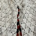 American Vintage Vintage White Crochet Cardigan with Red and Black Trim Oversized Medium Photo 1