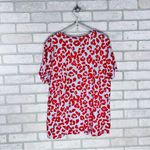 Ann Taylor  Red Animal Print Short Sleeve V Neck Top Size XXL Photo 3
