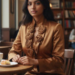 Lucy Paris  Bronze Rosette Satin Jacket in Size Small NWT Photo 0