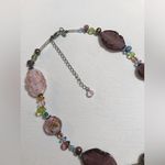 Premier Designs Unique Feminine Pastel Pink Purple Glass Bead Necklace 16 inches Photo 2