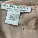 Alberto Makali  100% Silk Tan Ruffle Embroidered Flowy Tank Top Size M Photo 5