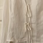 BLANK NYC White Linen Blend Tie Front Blouse Bell Sleeves Size Medium 70s Boho Photo 3