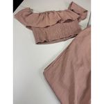 SheIn  XL‎ Two Piece Set Crop Top Wide Leg Pants Ruffle Smocked Pink Casual Photo 11