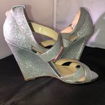 Blue by Betsey Johnson Wedding Line Silver Sparkle Wedge Heels Size 7.5 Photo 5