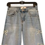 Flying Angel Y2K Baggy Bow Embroidered Jeans, Sz 5/27 Blue Photo 8