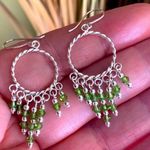 Bali Style Green Crystal Sterling Silver Earrings Photo 4