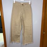 Maeve COLETTA HIGH-RISE CROP WIDE-LEG JEANS Anthropologie Raw Hem Pants Tan Photo 2