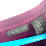 Tahari  size medium purple‎ long sleeve t-shirt key hole back blouse top Photo 4