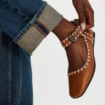 Free People NEW Crochet Mystic Mary Jane Flats Size 9 Tan Photo 0