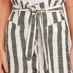 Lulus Reena Washed Black Striped Paper Bag Waist Mini Skirt Photo 3