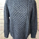 Original Aran Knit Sweater Medium 100% Merino Wool Chunky Grandpa Cableknit Purple Photo 0