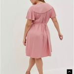 Torrid  Size 3 Mini Challis Embroidered Dress Pink Short Sleeves Boho Belt 3X Photo 5