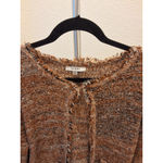 Sioni Size M Brown Speckled Textured Fringe with Pickets Cardigan Sweater Size M Photo 2