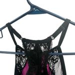 Torrid  Size 1 Dress Black‎ Pink Sleeveless Lace Mesh Sheer Front Prom Party NWT Photo 3