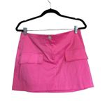 ZARA NWOT MINI SKIRT WITH FLAPS Rhinestone Button Bubble Gum Small Photo 9