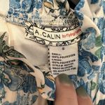 Flying Tomato A. Calin by  Small Ivory Blue Floral Long Sleeve Pleated Midi Dress Photo 5